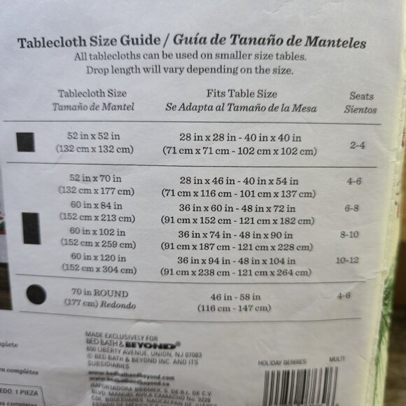 Bee & Willow Home Holiday Berries Tablecloth 60x102" Christmas Oblong NEW NIP - Picture 5 of 7